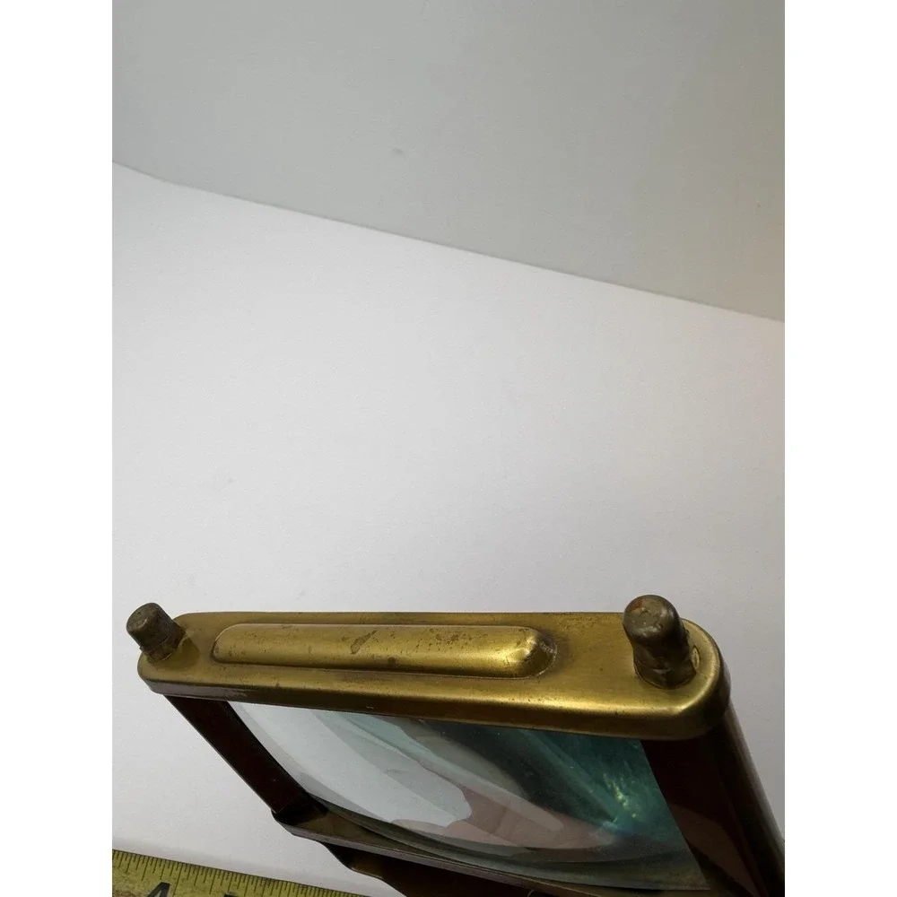 Brass Rectangular Magnifier with Wooden Handle & Nautical Brass Inlay